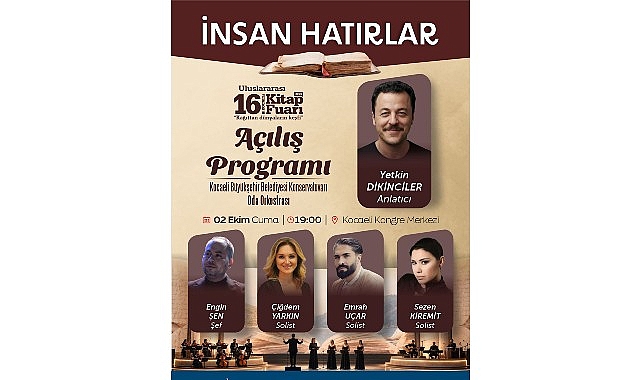 Kocaeli Kitap Fuarı resmi törenle açılacak Kocaeli Büyükşehir Belediyesi’nin düzenlediği Uluslararası 16. Kocaeli Kitap Fuarı, 2